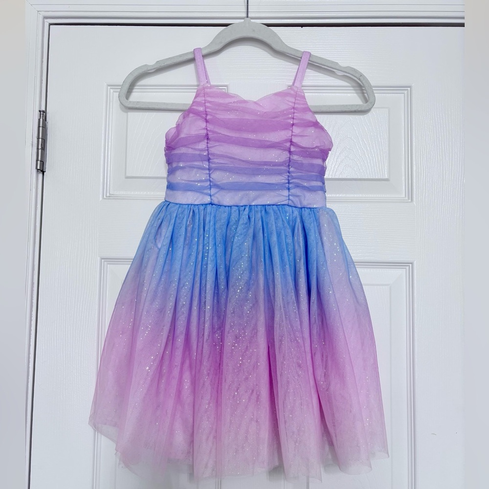 Cat and Jack pink, purple and blue ombré sparkle tulle dress